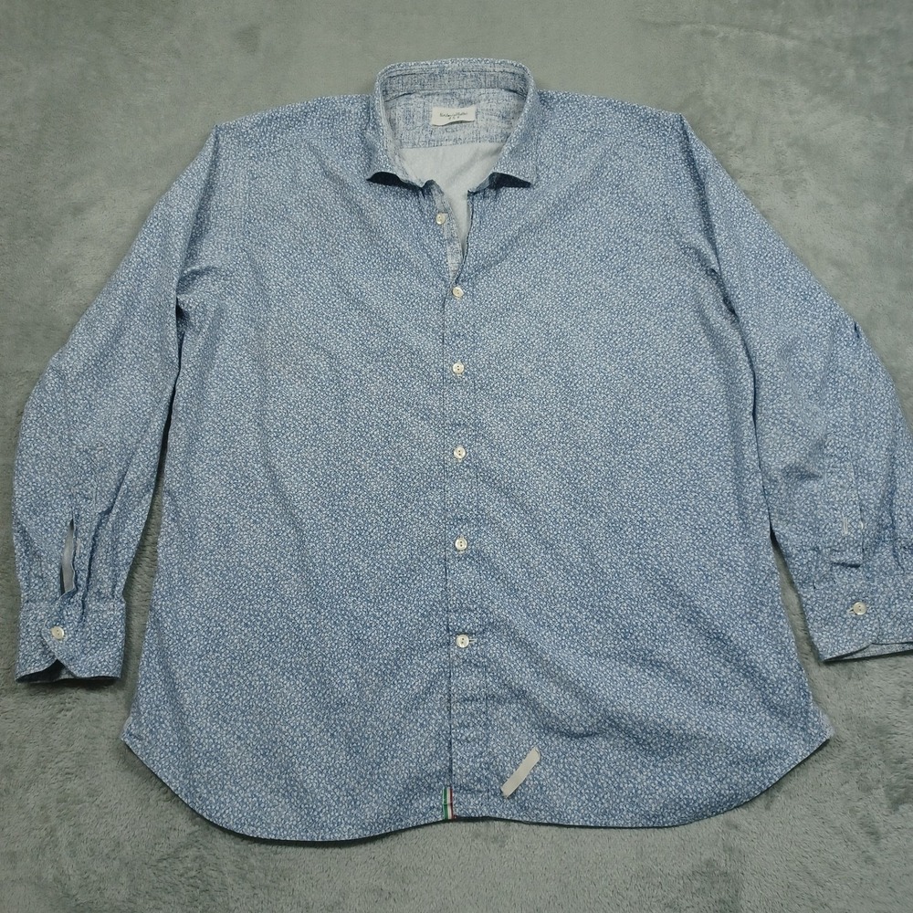 Tintoria Mattei 954 Shirt Mens‎ 18 Blue Button Up Long Sleeve Preppy